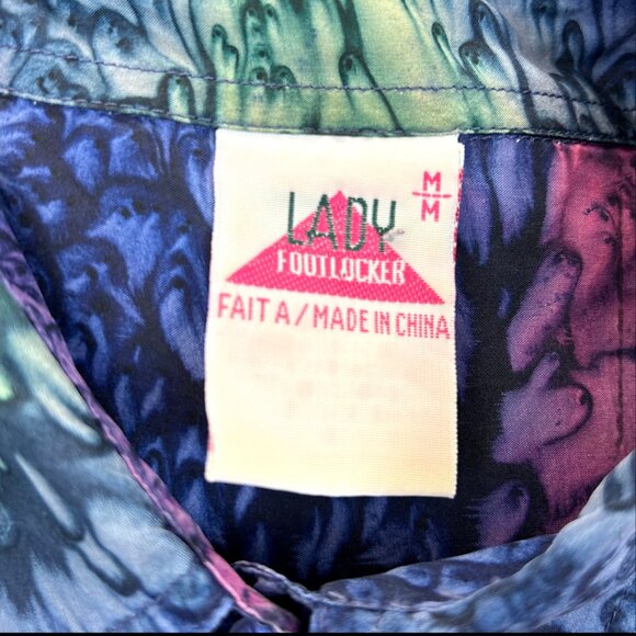 VINTAGE 90s Silk Lady Foot Locker Abstract Blouse - Picture 6 of 8